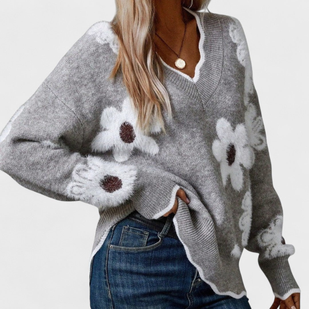 Inés™ | Suéter chic de mujer con estampado floral