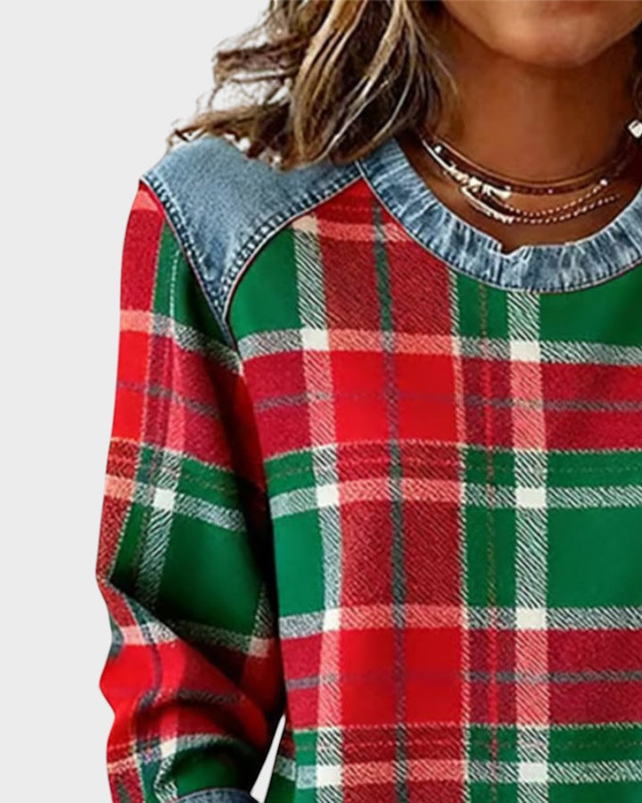 Marta™ | Sudadera con parches a cuadros