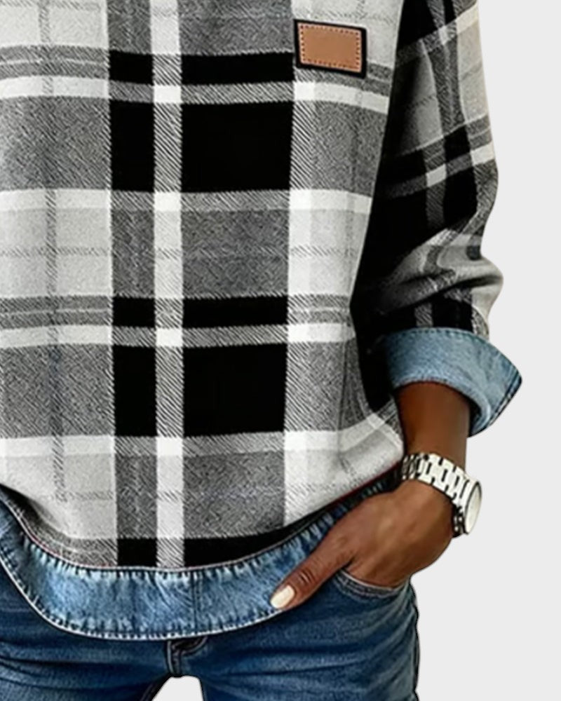 Marta™ | Sudadera con parches a cuadros