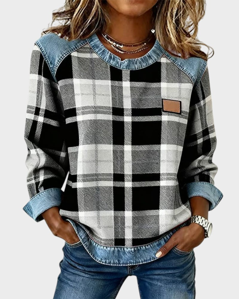 Marta™ | Sudadera con parches a cuadros