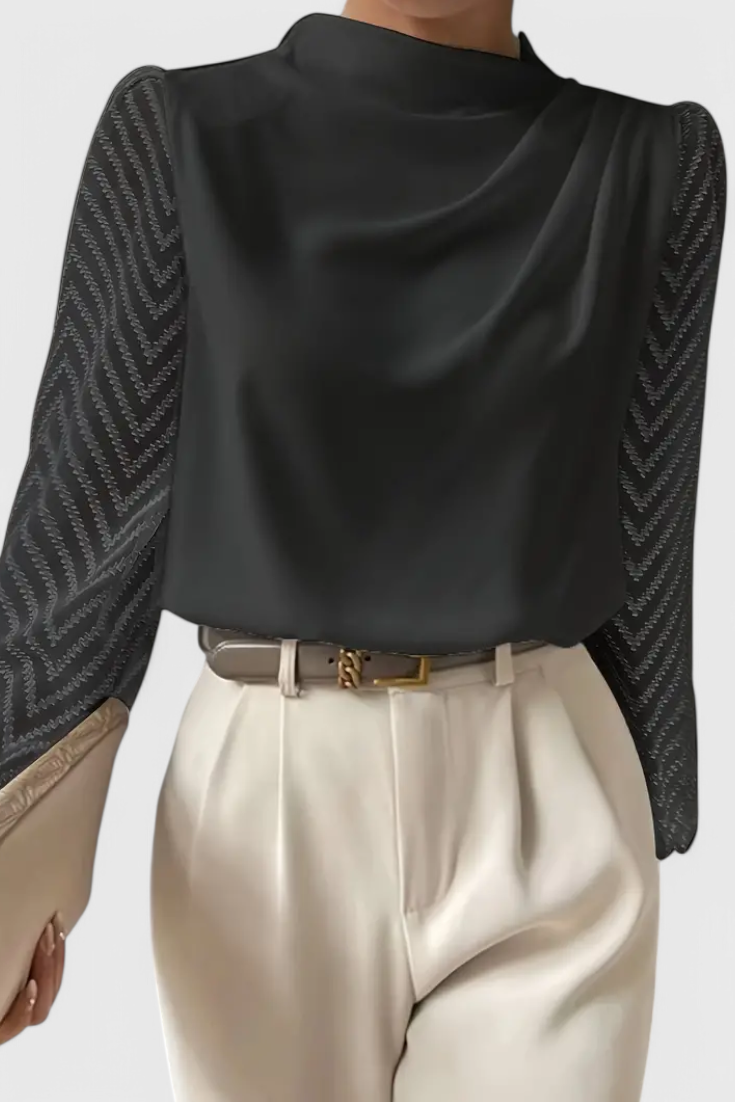 Zaraa - Blusa Elegante de Manga Transparente