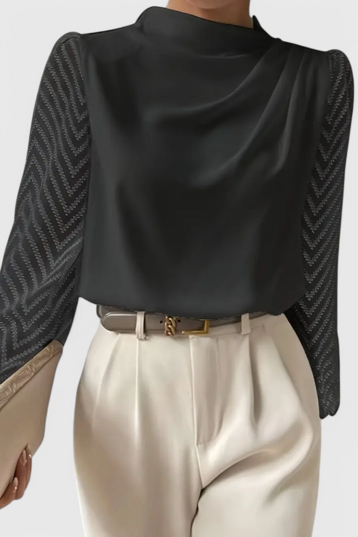 Zaraa - Blusa Elegante de Manga Transparente