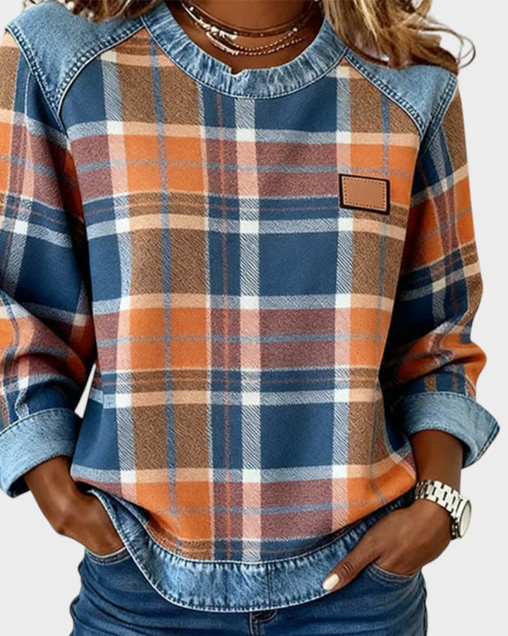 Marta™ | Sudadera con parches a cuadros