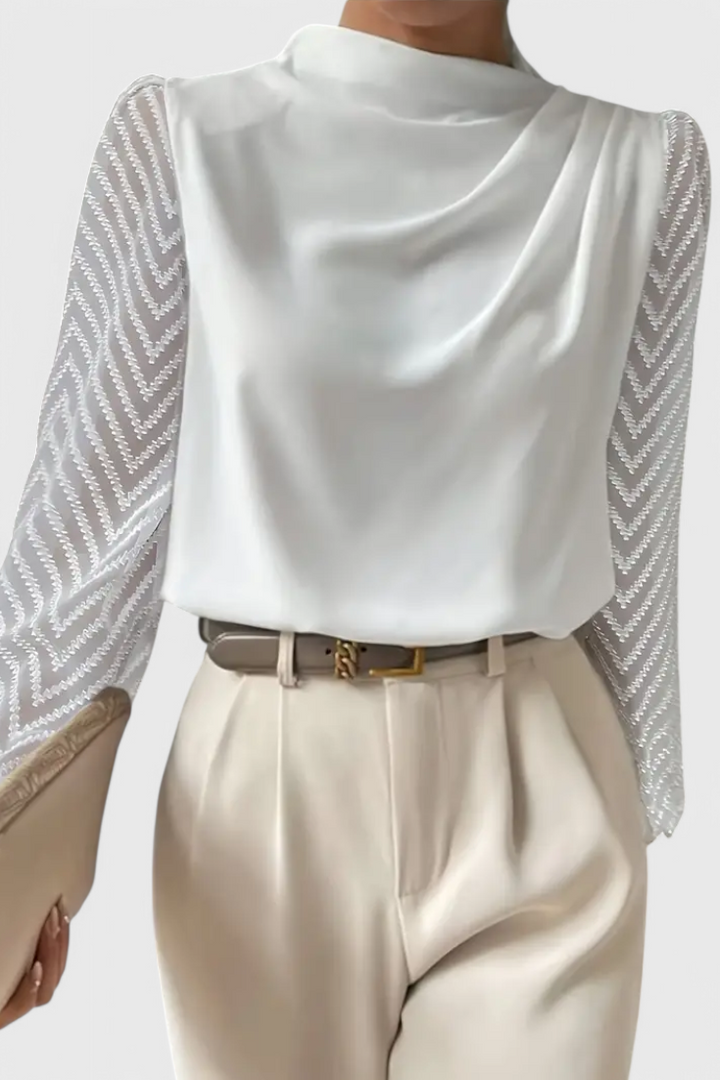 Zaraa - Blusa Elegante de Manga Transparente