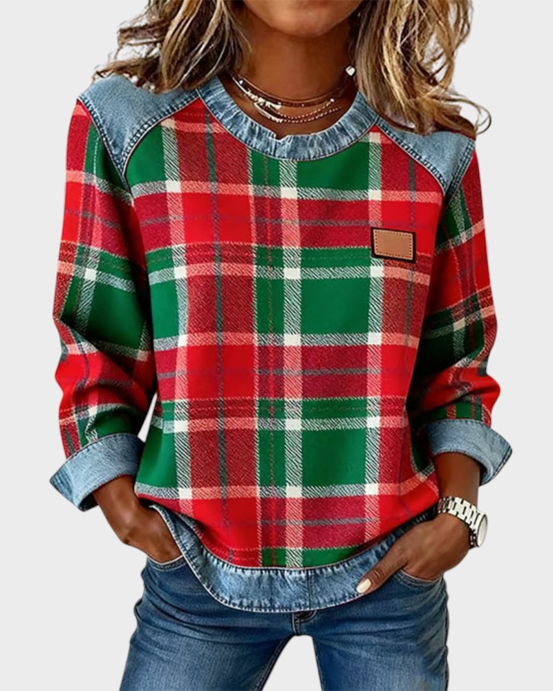 Marta™ | Sudadera con parches a cuadros