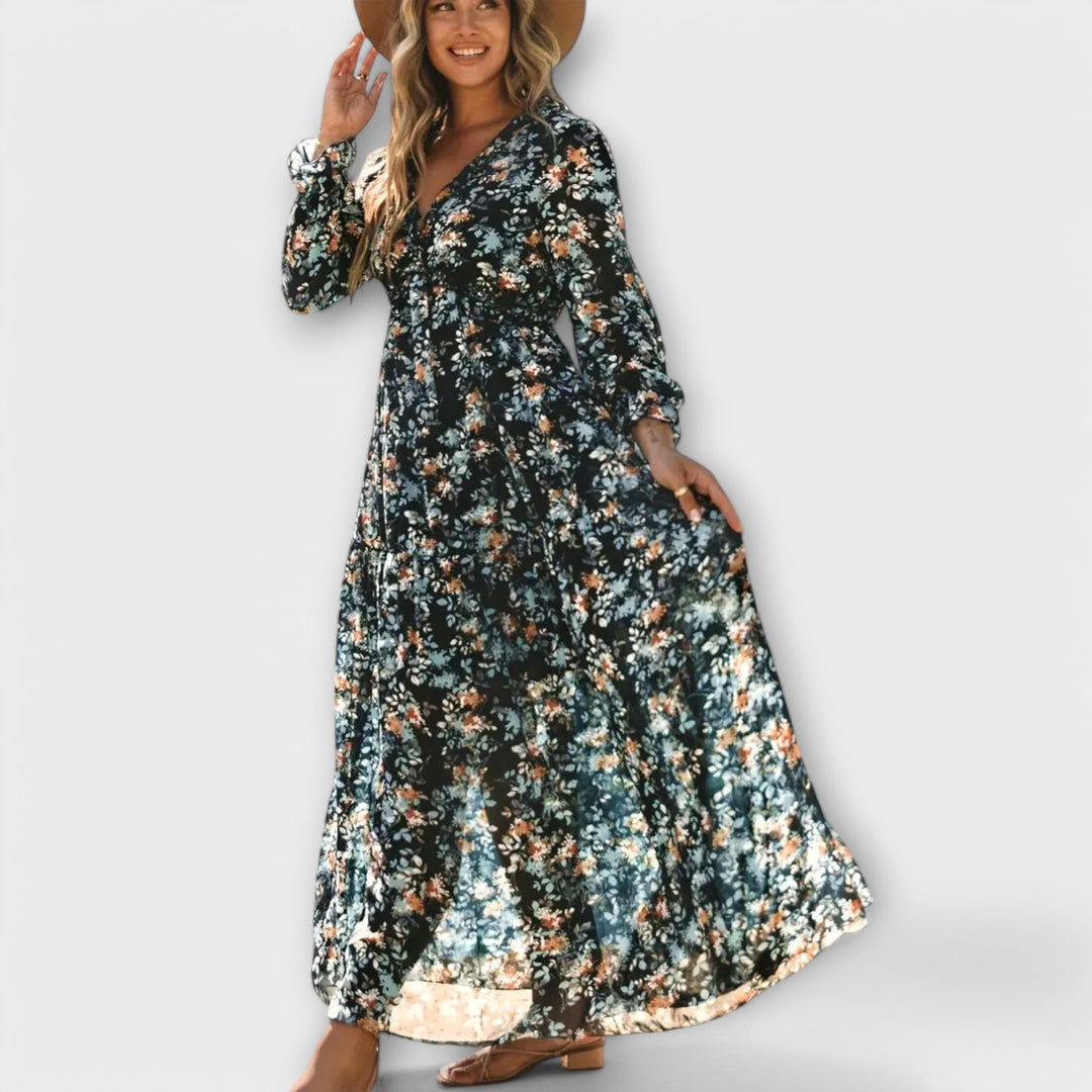 Isabella – Vestido Maxi Floral Elegante para una Gracia Sin Esfuerzo