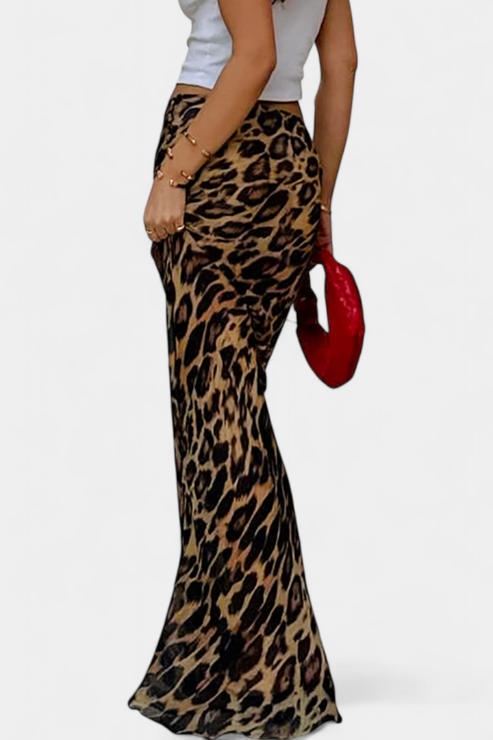 Elena | Falda Maxi Slim con Estampado de Leopardo