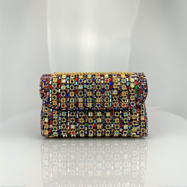 Alba | Bolso de Hombro con Cadena Chic y Diamantes de Color