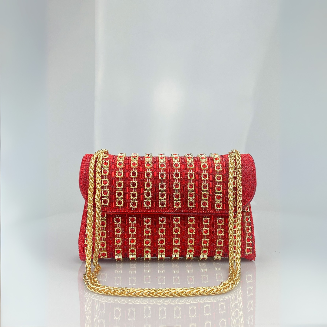 Alba | Bolso de Hombro con Cadena Chic y Diamantes de Color