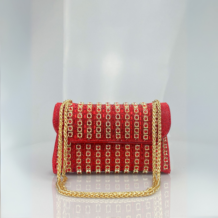 Alba | Bolso de Hombro con Cadena Chic y Diamantes de Color