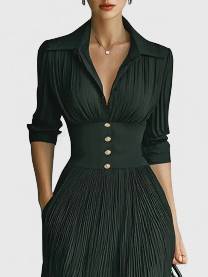 Gina – Vestido Maxi Plisado de Confianza Sin Esfuerzo