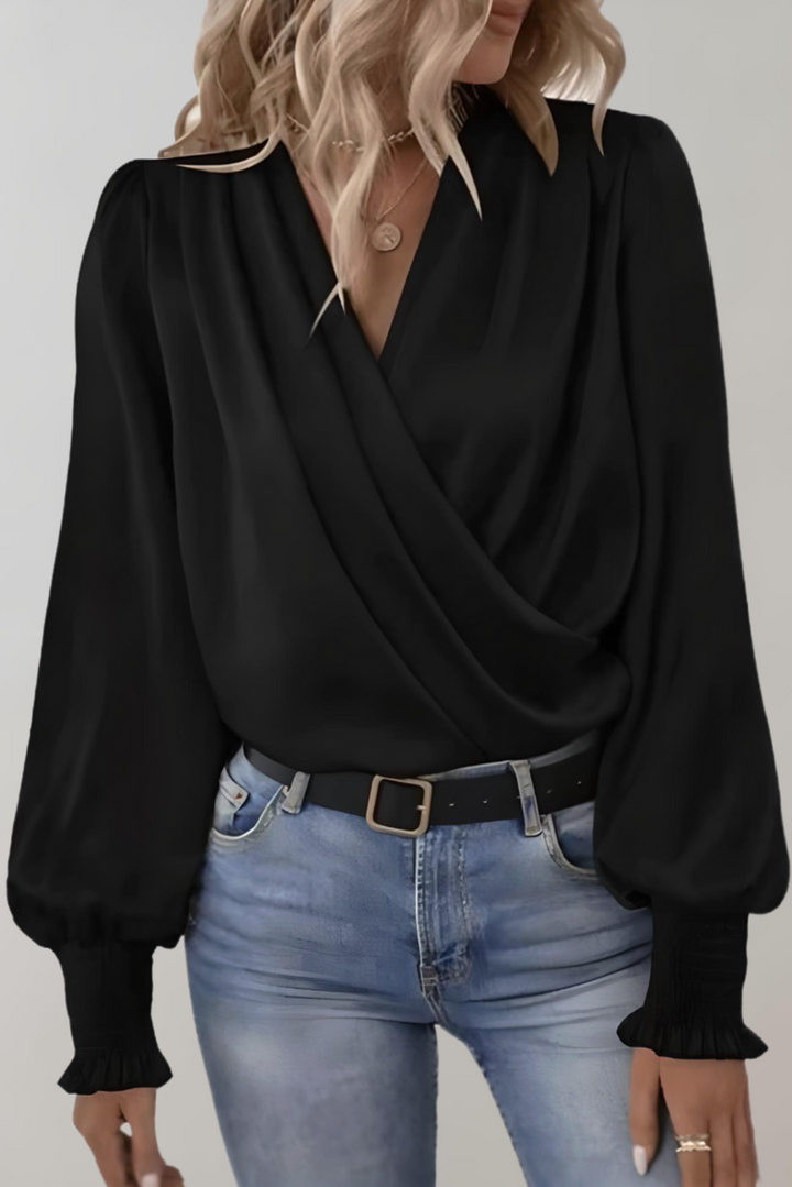 Quinn - Blusa Elegante de Manga Larga con Escote en V