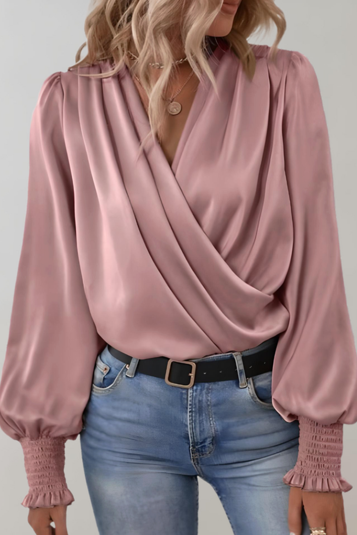 Quinn - Blusa Elegante de Manga Larga con Escote en V