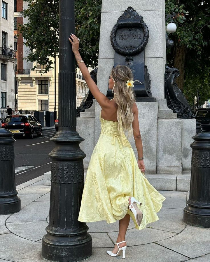 Niamh - Vestido sin mangas elegante con bordado y escote en V profundo