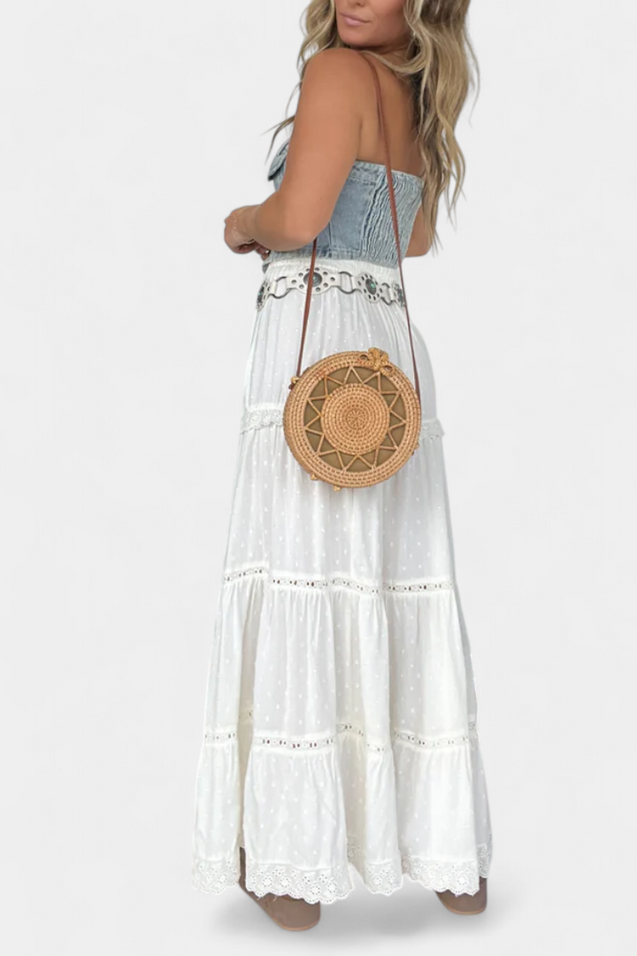 Dola | Falda Maxi Boho con Encaje y Abertura Frontal